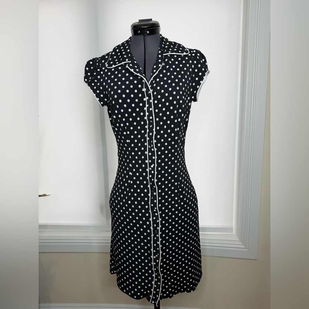 Forever 21 Black and White Polka Dot Midi Dress